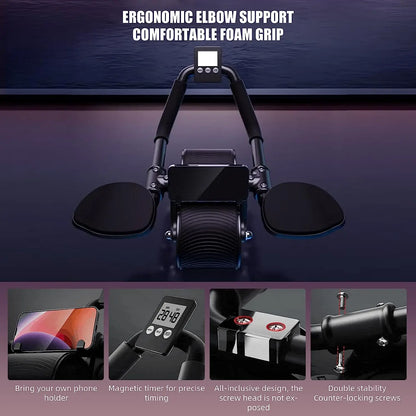 Automatic Rebound Ab Roller with Elbow Support & Digital Counter