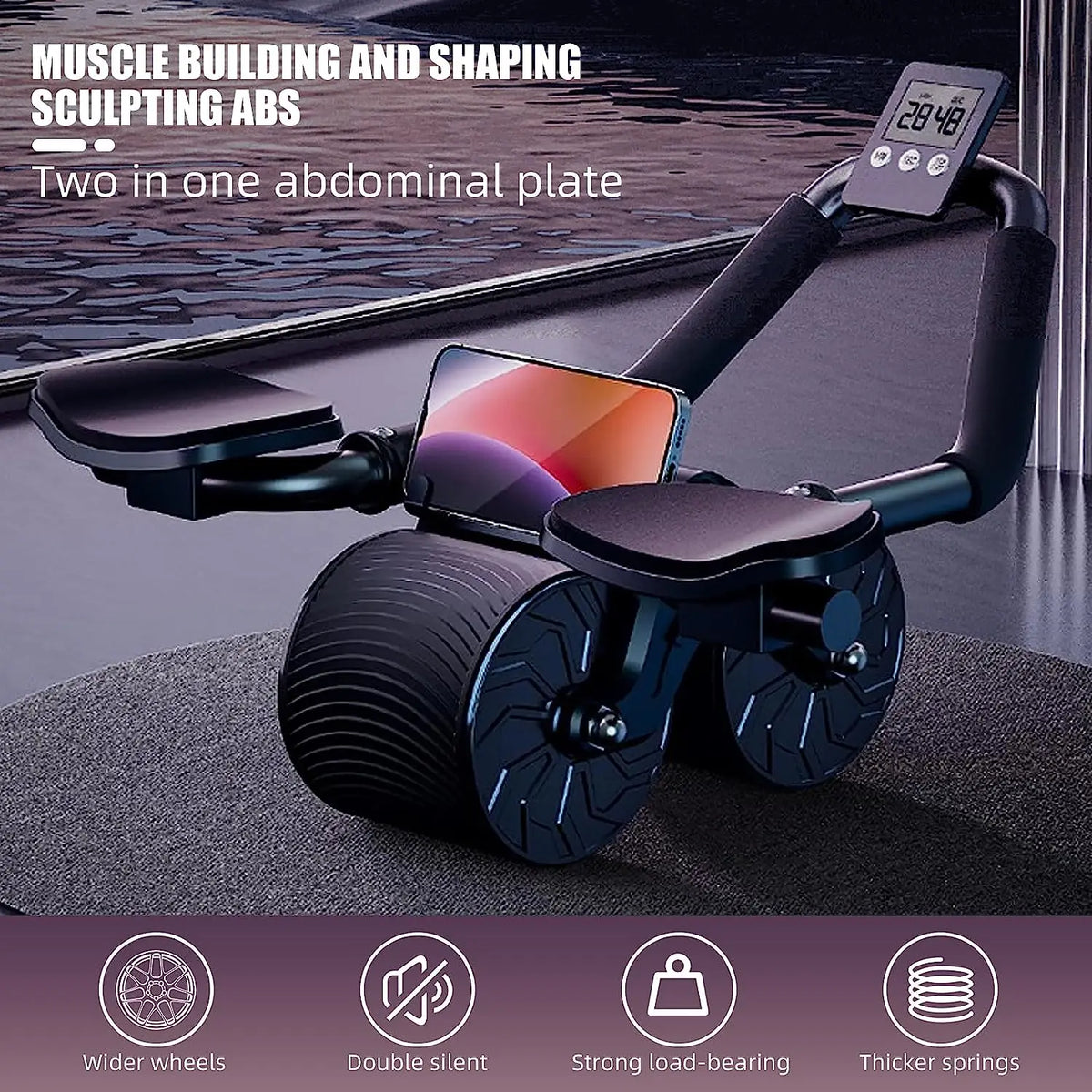 Automatic Rebound Ab Roller with Elbow Support & Digital Counter